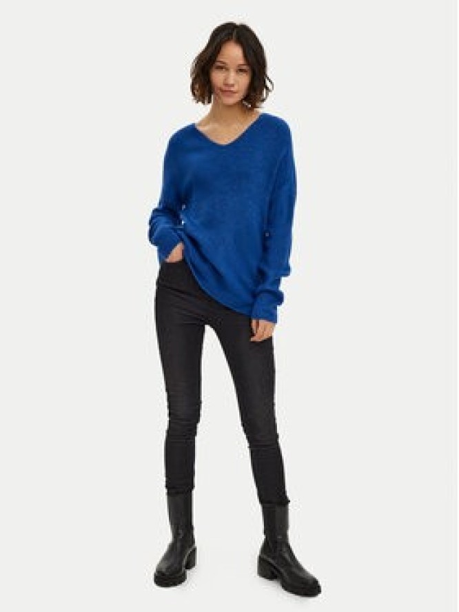 Vero Moda Sweter Crewlefile 10233357 Niebieski Loose Fit