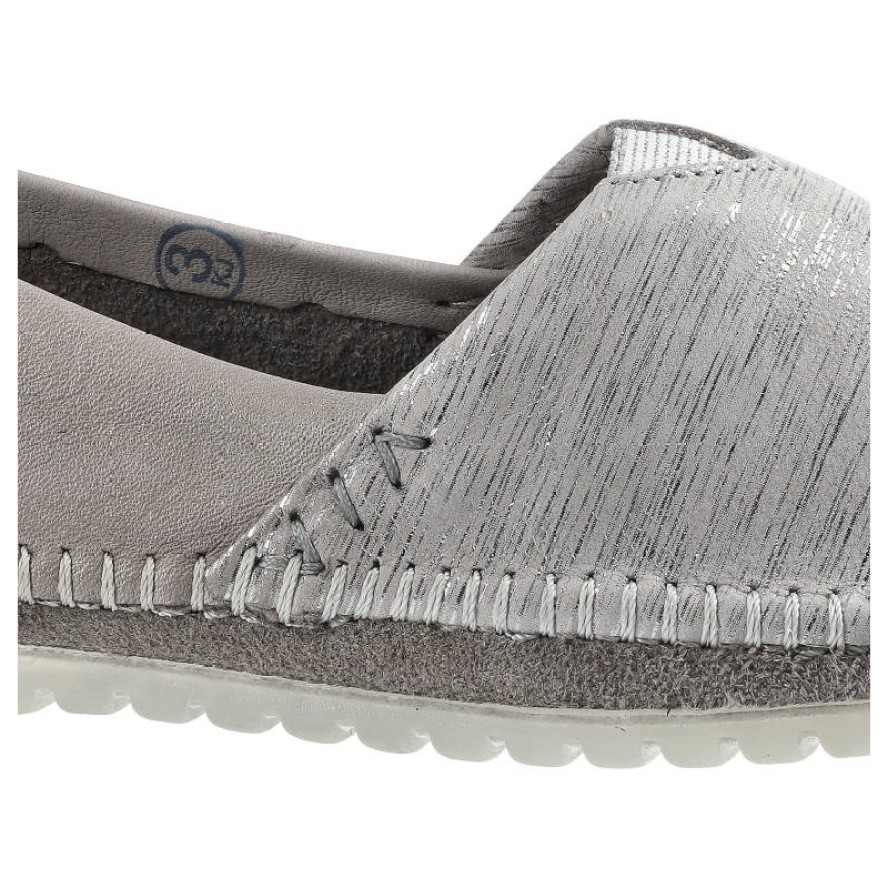 Szare Baleriny Maciejka Półbuty Damskie Ze Skóry