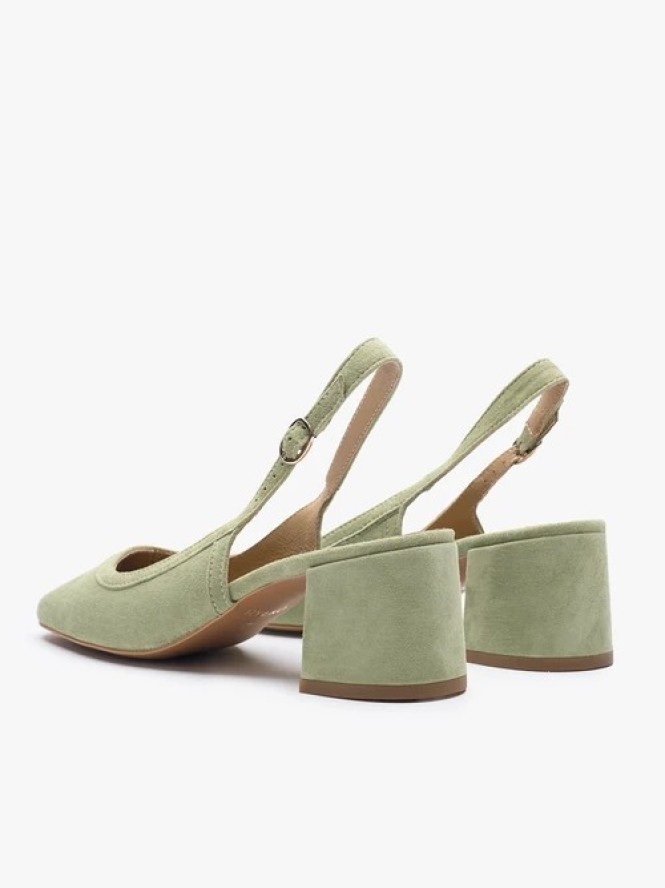 Jasnozielone czółenka bez piety slingback