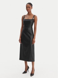 HUGO Sukienka z imitacji skóry Kattarina-1 50553546 Czarny Slim Fit