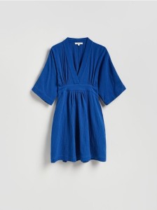 Muślinowa sukienka mini - niebieski