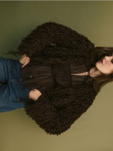 Kardigan z frędzlami - brązowy