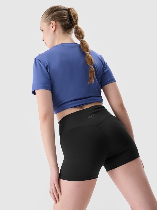 4F Legginsy krótkie treningowe z materiału z recyklingu damskie - czarne L