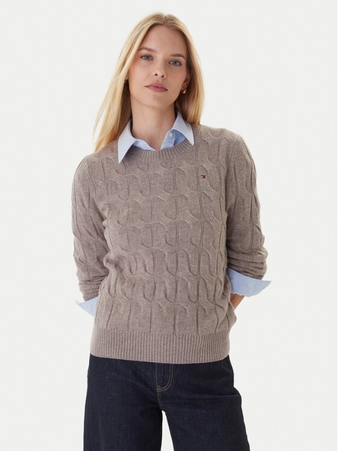 Tommy Hilfiger Sweter WW0WW43586 Beżowy Regular Fit