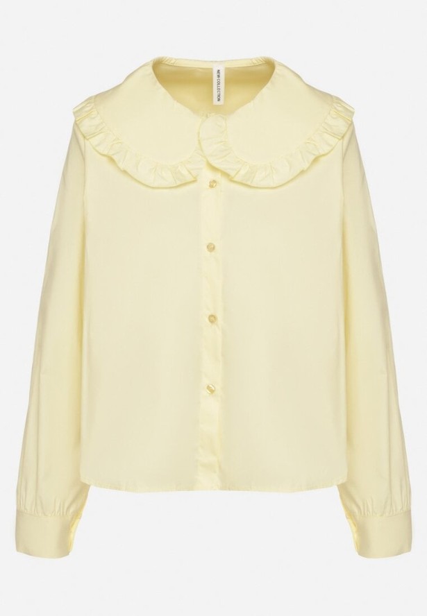 Żółta Koszula z Bawełny Ozdobiona Kołnierzykiem Fulinea