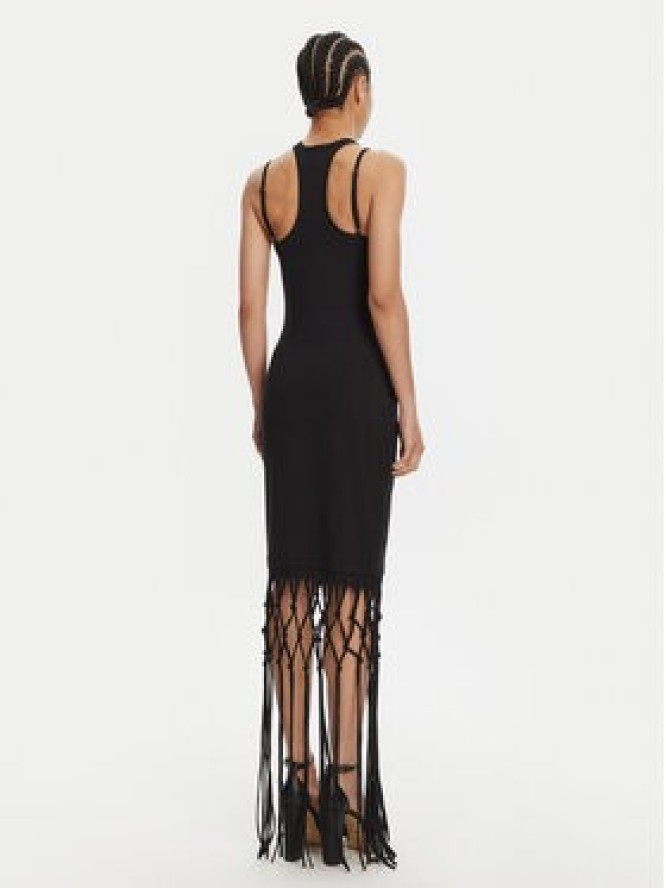 Versace Jeans Couture Sukienka codzienna Logo Fringes 78HAOE01 CJ02E Czarny Regular Fit