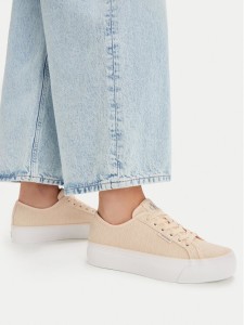 Calvin Klein Sneakersy Vulc Flatf Laceup Jaq Aop HW0HW03265 Żółty jasny
