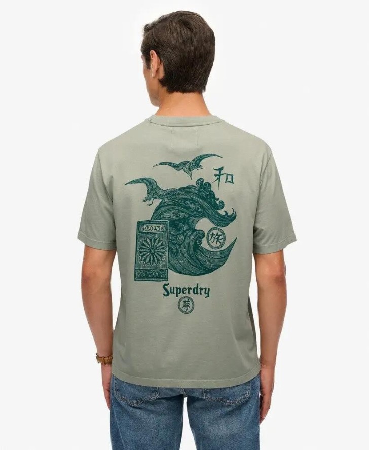 superdry Tokyo Narrative Loose T-Shirt z bawełny organicznej – luźny krój