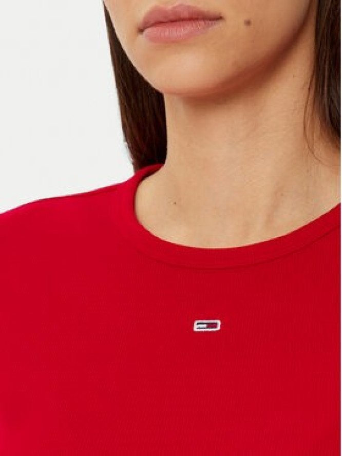 Tommy Jeans T-Shirt Essential DW0DW17383 Czerwony Slim Fit