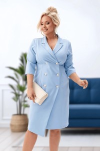 Elegancka żakietowa sukienka Chloe w błękitnym kolorze PLUS SIZE XXL