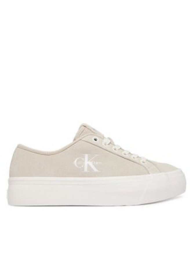 Calvin Klein Sneakersy Vulc Flatf Laceup Suede HW0HW03088 Beżowy
