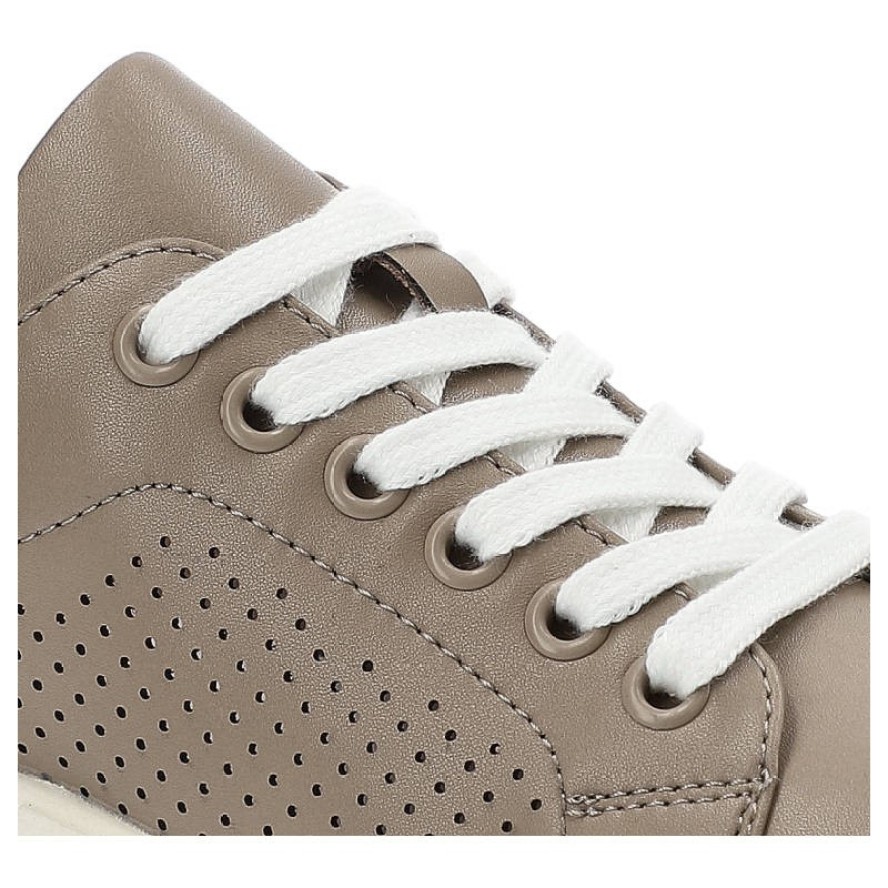 Sneakersy damskie Artiker, naturalna skóra licowa z perforowaną cholewką klasycznym sznurowaniem oraz solidną podeszwą, taupe, 50C1340