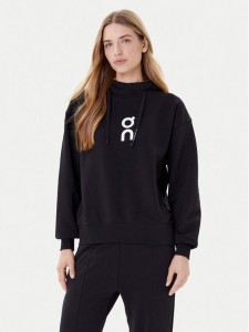 On Bluza Club Hoodie 1WE1004 Czarny Relaxed Fit