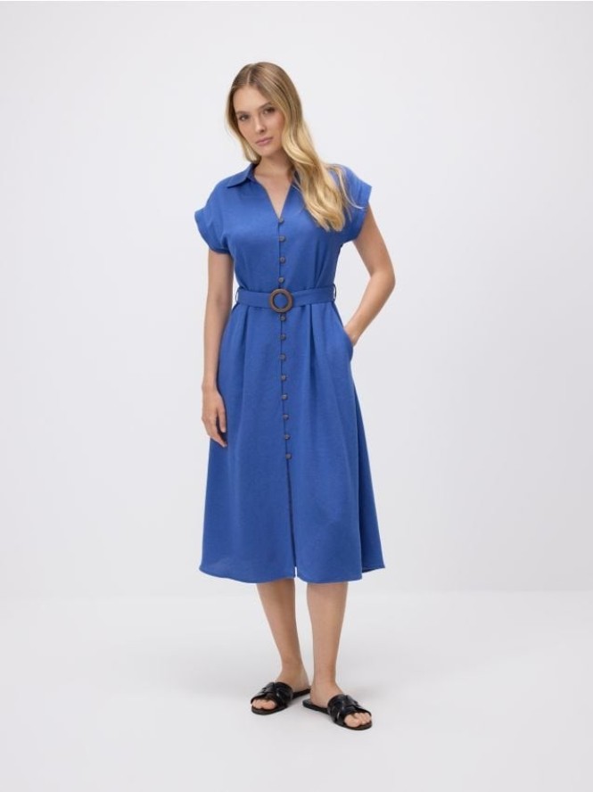 Sukienka z paskiem - niebieski