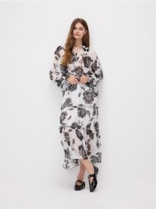 Wzorzysta spódnica maxi - czarny