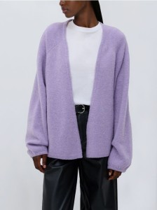 Kardigan z dodatkiem wełny - lawendowy