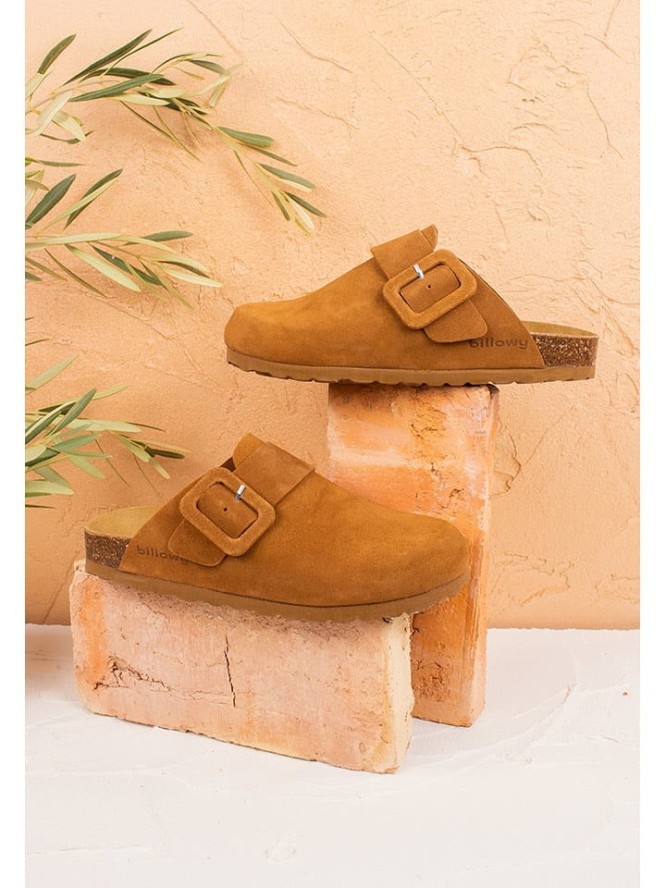 billowy Skórzane chodaki w kolorze jasnobrązowym rozmiar: 40