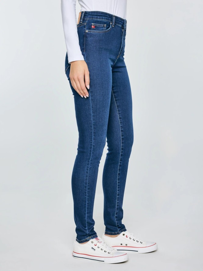 Jeansy damskie skinny z wysokim stanem granatowe Clara 658