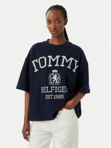 Tommy Hilfiger T-Shirt Varsity WW0WW50940 Granatowy Relaxed Fit