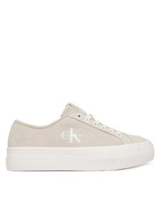Calvin Klein Sneakersy Vulc Flatf Laceup Suede HW0HW03088 Beżowy