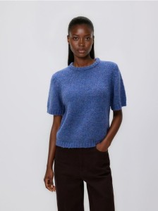 Sweter z krótkimi rękawami - niebieski