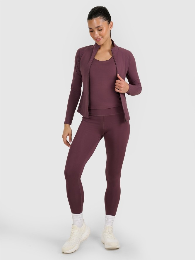 4F Bluza treningowa slim szybkoschnąca damska - brązowa S