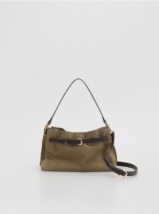 Zamszowa torebka na ramię - beżowy