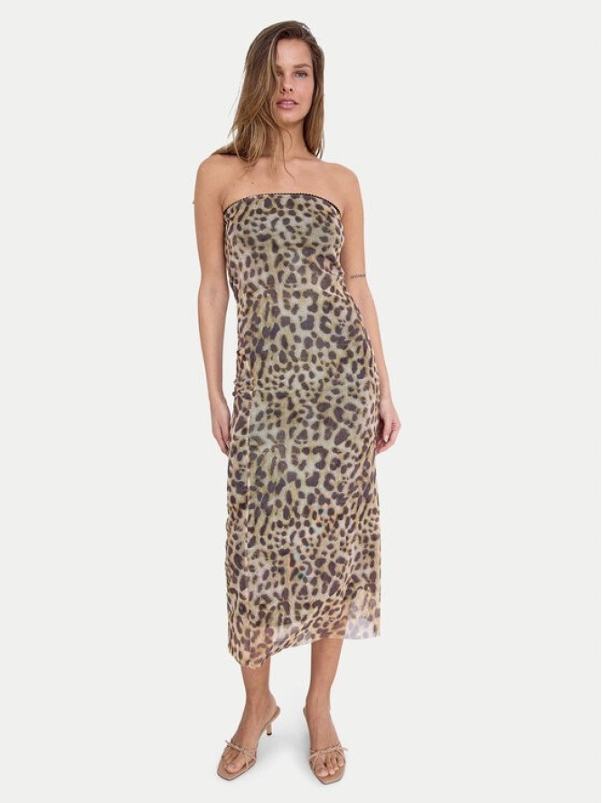 Noisy May Sukienka letnia Lesley 27033993 Brązowy Slim Fit