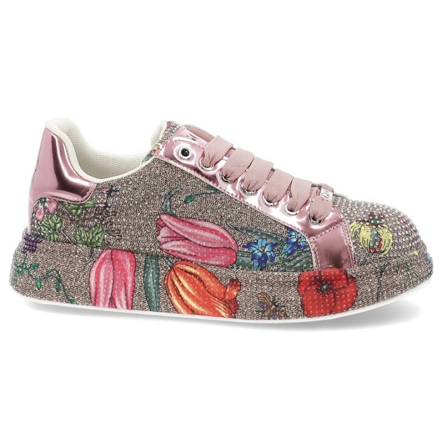 Różowe Sneakersy GOE Stylowe Błyszczące Obuwie Damskie