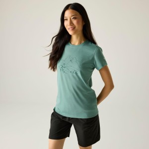 Damska koszulka Escade z krótkim rękawem i nadrukiem z mieszanki wełny merino