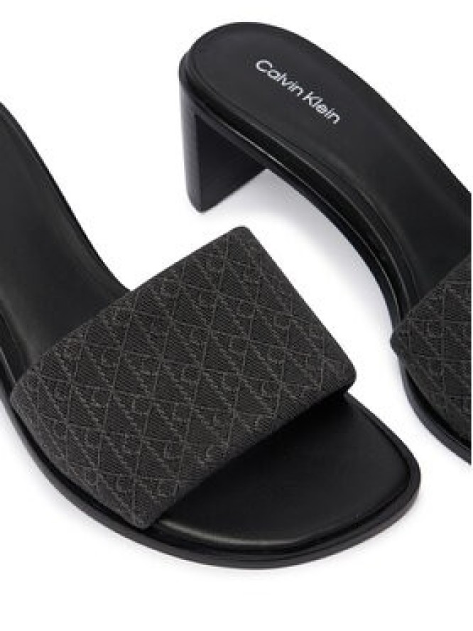 Calvin Klein Klapki Block Heel Sandal Aop HW0HW03016 Czarny