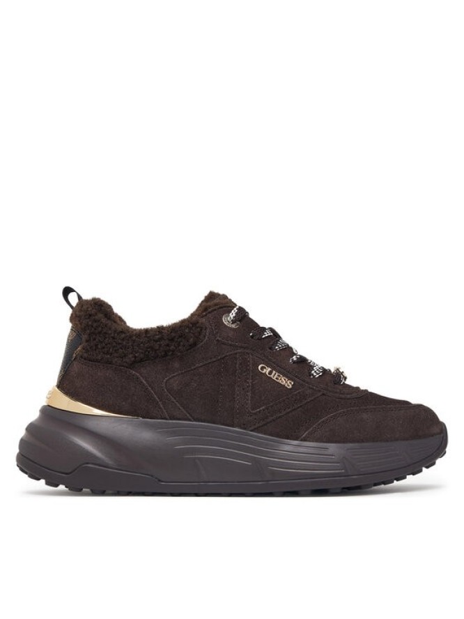 Guess Sneakersy FLFFA2 LEA12 Brązowy ciemny