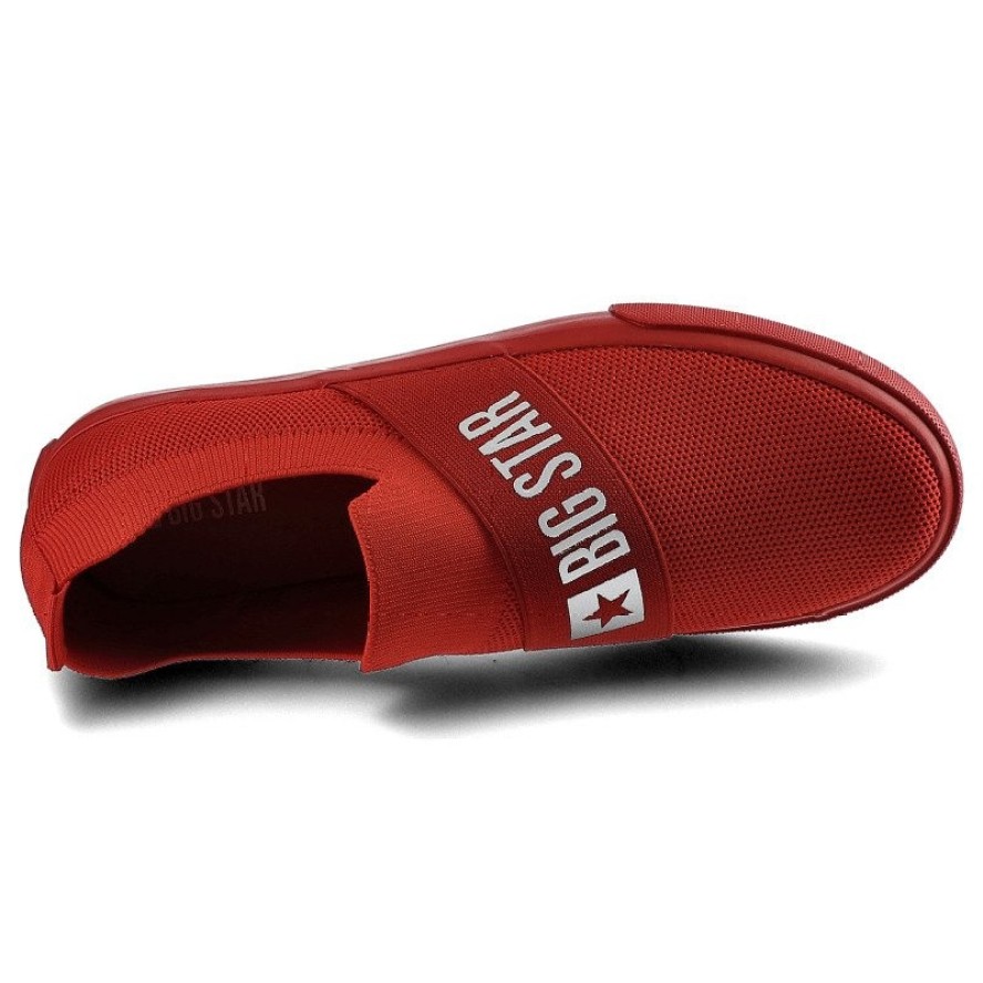 Tenisówki damskie Big Star, wsuwane na płaskiej podeszwie, czerwone, FF274220