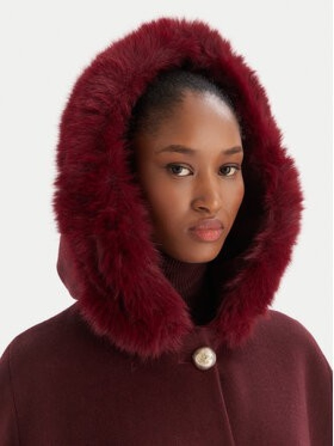 YES LONDON Płaszcz wełniany CD1223ECO Bordowy Regular Fit