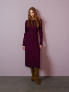 Sukienka z paskiem - ciemnofioletowy