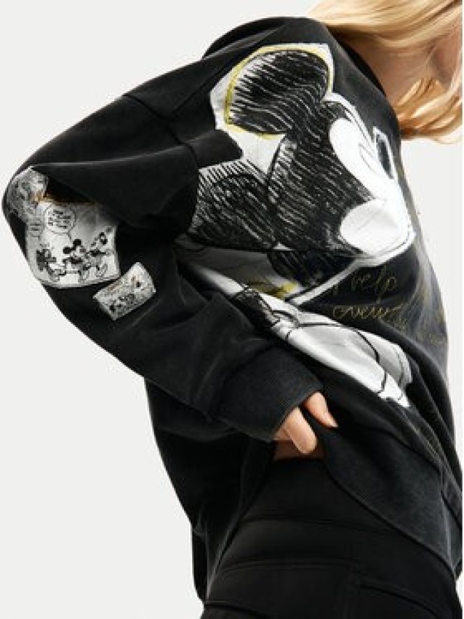 Desigual Bluza Kiss Mickey 26SWSK08 Czarny Relaxed Fit