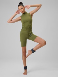 4F Legginsy kolarki do jogi damskie - oliwkowe S