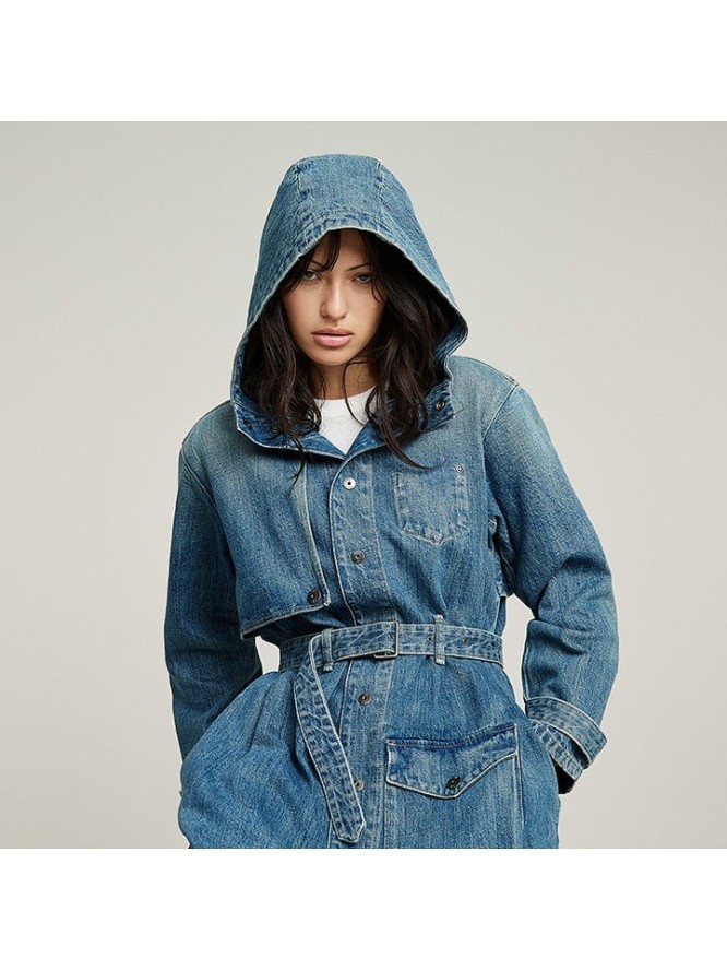 G-Star Trencz dżinsowy w kolorze niebieskim rozmiar: M