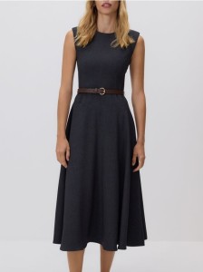 Sukienka z paskiem - szary