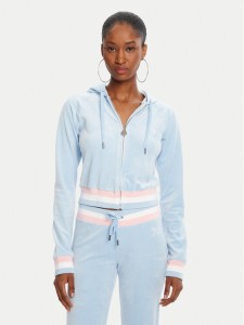 Juicy Couture Bluza Velour Crop JCWAS225351 Błękitny Regular Fit