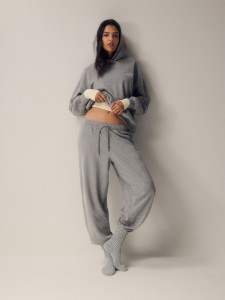 4F Bluza dresowa loose z kapturem damska - szara M
