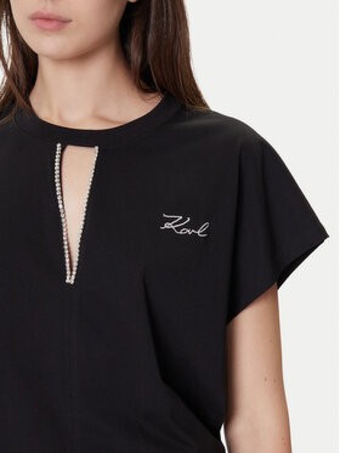 KARL LAGERFELD Bluzka A4W17046 Czarny Relaxed Fit