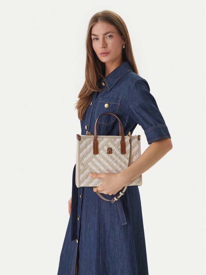 Tommy Hilfiger Torebka Th City Mini Tote AW0AW18393 Beżowy