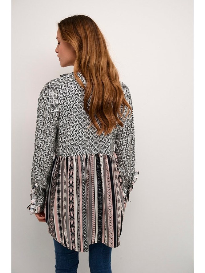 CULTURE Tunika w kolorze jasnoróżowo-czarno-białym rozmiar: L/XL