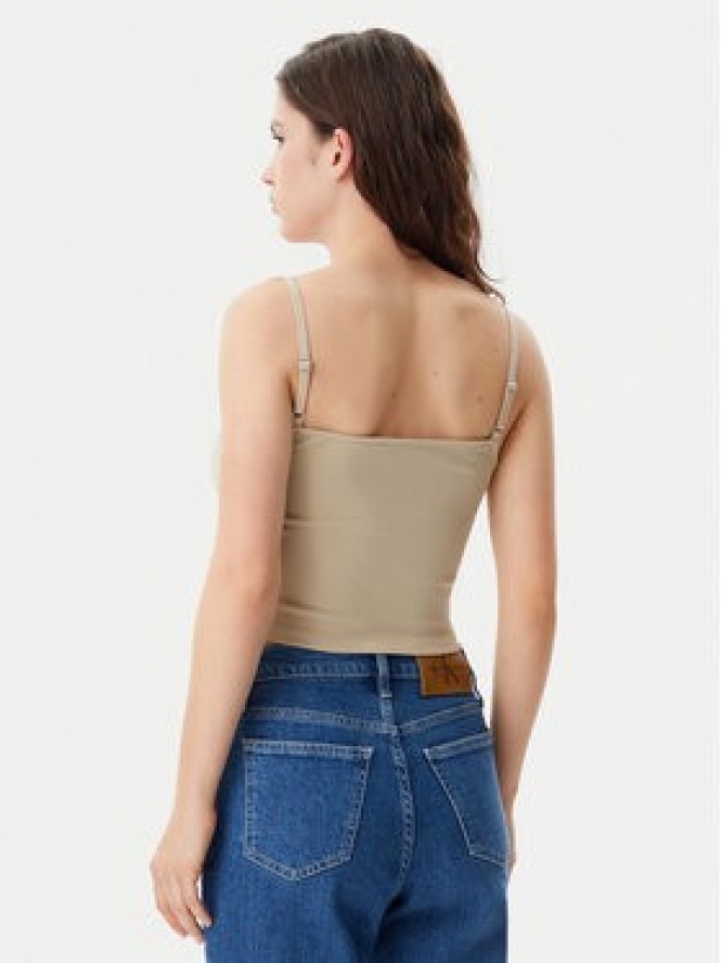 Calvin Klein Jeans Top Logo J20J225312 Beżowy Slim Fit