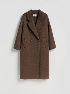 Płaszcz handmade z wełną - ciemnobrązowy
