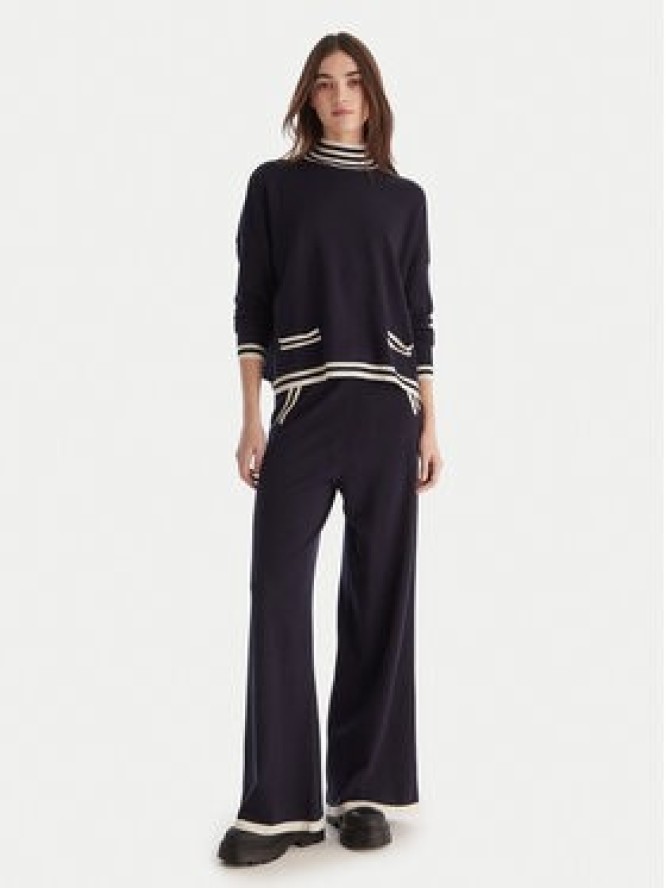 Gaudi Spodnie dzianinowe 521BD23001 Granatowy Wide Leg