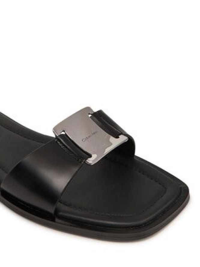 Calvin Klein Klapki Flat Slide W/Ck Hw Big - Lth HW0HW02482 Czarny