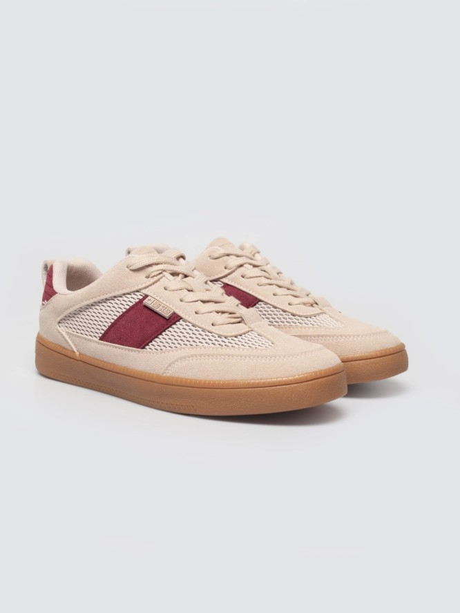 sneakersy damskie z czerwonymi wstawkami jasnoróżowe tt274760 600