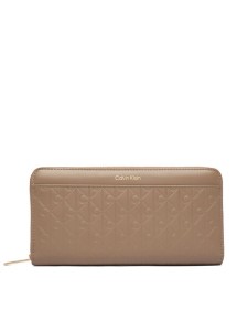 Calvin Klein Portfel Emblem Aop Embossed Long Wallet LV04F1097G Beżowy